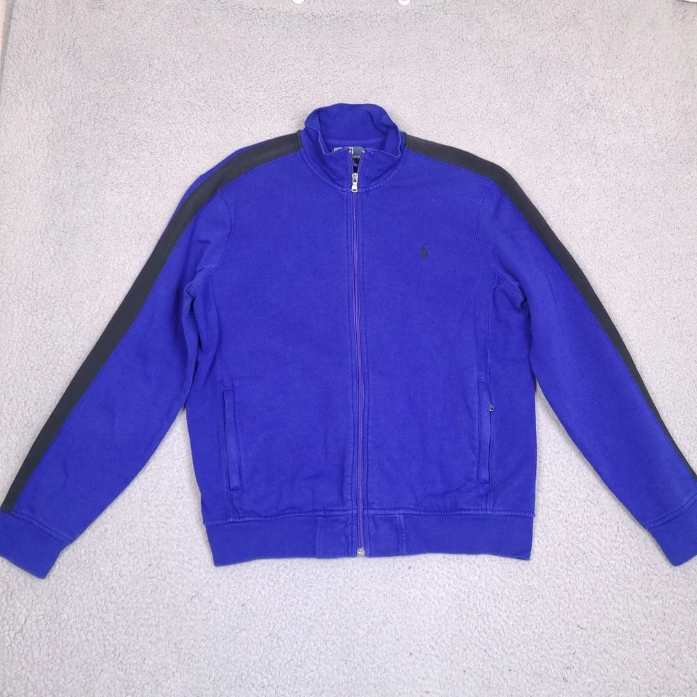 Polo Ralph Lauren Track Jacket Men's Large‎ Blue Black Full Zip Pony